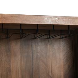 Sherwood Mid Century Modern Brown Mango Wood 2 Patterned Door Bar Cabinet|