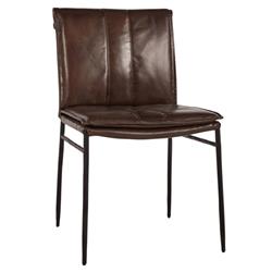 Marissa Industrial Brown Upholstered Leather Iron Frame Dining Chair - Set of 2|