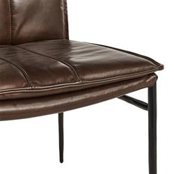 Marissa Industrial Brown Upholstered Leather Iron Frame Dining Chair - Set of 2|