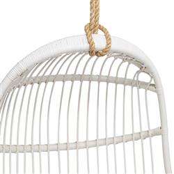 Sigma Coastal Beach White Woven Rattan Hanging Occasional Hanging Swing Chair|