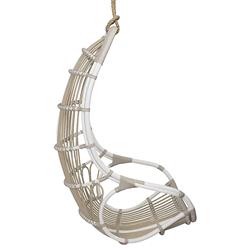 Sigma Coastal Beach White Woven Faux Rattan Hanging Outdoor Hanging Swing Chair|
