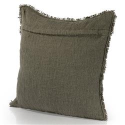 Thara Coastal Beach Olive Green Fringed Indoor Outdoor Throw Pillow - 20x20|