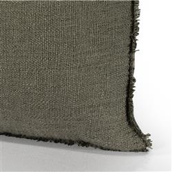 Thara Coastal Beach Olive Green Fringed Indoor Outdoor Throw Pillow - 20x20|