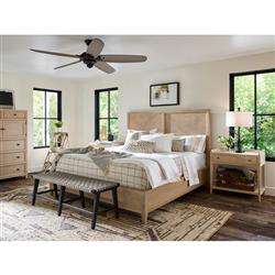 Caleb French Country Light Brown Oak Wood Classic Bed - Queen|
