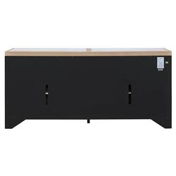 Ballace Rustic Lodge White Stone Top Light Brown Wood 4 Door Media Cabinet - 78"W|