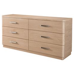 Noelle Modern Classic Light Brown Wood 6 Drawer Double Dresser|