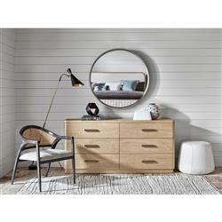 Noelle Modern Classic Light Brown Wood 6 Drawer Double Dresser|