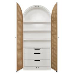 Noelle Modern Classic Brown Woven Cane White Wood 2 Door Armoire|