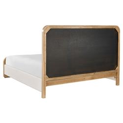 Noelle Modern Cream Upholstered Light Brown Wood Frame Bed - Queen|