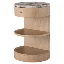 Noelle Modern Classic Marble Top Light Brown Wood 1 Drawer Nightstand|