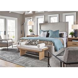 Noelle Modern White Upholstered Fabric Light Brown Wood Bedroom Bench|