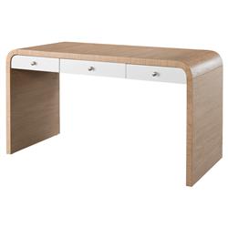 Noelle Modern Classic Light Brown Wood 3 Drawer Desk|