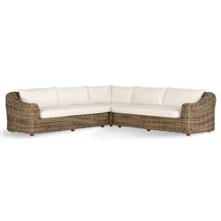 Celina Coastal White Performance Natural Teak Wood Outdoor Sectional - 122"|