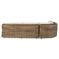 Celina Coastal White Performance Natural Teak Wood Outdoor Sectional - 122"|