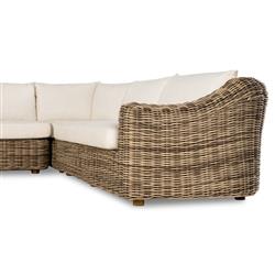 Celina Coastal White Performance Natural Teak Wood Outdoor Sectional - 122"|