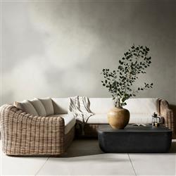 Celina Coastal White Performance Natural Teak Wood Outdoor Sectional - 122"|