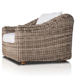 Celina Coastal White Performance Natural Teak Wood Outdoor Arm Chair|