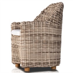 Celina Coastal White Performance Natural Teak Wood Outdoor Dining Arm Chair|