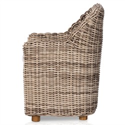 Celina Coastal White Performance Natural Teak Wood Outdoor Dining Arm Chair|