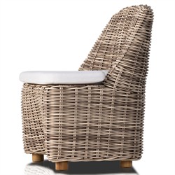 Celina Coastal White Performance Natural Teak Wood Outdoor Dining Side Chair|