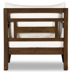 Allan French Country White Cushion Dark Brown Reclaimed Teak Outdoor Arm Chair|