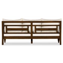 Allan French Country White Cushion Natural Reclaimed Teak Outdoor Sofa - 86"W|