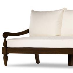 Allan French Country White Cushion Natural Reclaimed Teak Outdoor Sofa - 86"W|