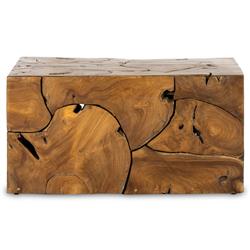 Thorn Mid Century Modern Natural Teak Square Block Outdoor Coffee Table|