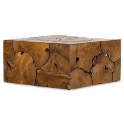 Thorn Mid Century Modern Natural Teak Square Block Outdoor Coffee Table|