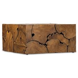 Thorn Mid Century Modern Natural Teak Square Block Outdoor Coffee Table|