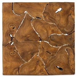 Thorn Mid Century Modern Natural Teak Square Block Outdoor Coffee Table|