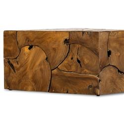 Thorn Mid Century Modern Natural Teak Square Block Outdoor Coffee Table|