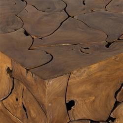 Thorn Mid Century Modern Natural Teak Square Block Outdoor Coffee Table|