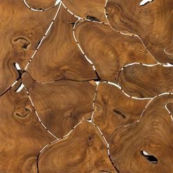 Thorn Mid Century Modern Natural Teak Square Block Outdoor Coffee Table|