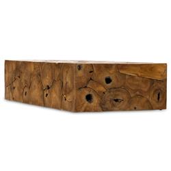 Thorn Mid Century Modern Natural Teak Rectangular Block Outdoor Coffee Table|