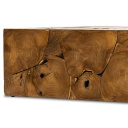 Thorn Mid Century Modern Natural Teak Rectangular Block Outdoor Coffee Table|