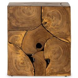 Thorn Mid Century Modern Natural Teak Square Block Outdoor End Table|