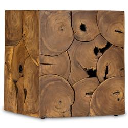 Thorn Mid Century Modern Natural Teak Square Block Outdoor End Table|
