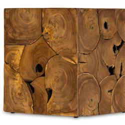 Thorn Mid Century Modern Natural Teak Square Block Outdoor End Table|