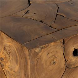 Thorn Mid Century Modern Natural Teak Square Block Outdoor End Table|