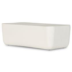 Bailey Industrial Matte White Aluminum Rectangular Block Outdoor Coffee Table|