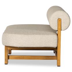 Carlo Mid Century Beige Upholstered Natural Teak Wood Frame Outdoor Sofa - 60"W|