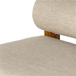 Carlo Mid Century Beige Upholstered Natural Teak Wood Frame Outdoor Sofa - 60"W|