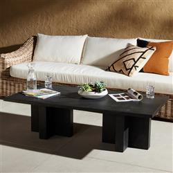 Hanne Mid Century Modern Grey Aluminum Rectangular Outdoor Coffee Table|