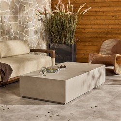 Otto Modern Classic Grey Concrete Rectangular Block Outdoor Coffee Table|
