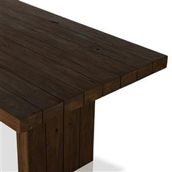 Flint Rustic Lodge Natural Teak Rectangular Outdoor Dining Table - 96"W - Small|