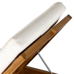 Kisha Modern Classic White Upholstered Natural Teak Outdoor Chaise Lounge|