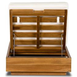 Kisha Modern Classic White Upholstered Natural Teak Outdoor Chaise Lounge|