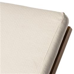 Kisha Modern Classic White Upholstered Natural Teak Outdoor Chaise Lounge|