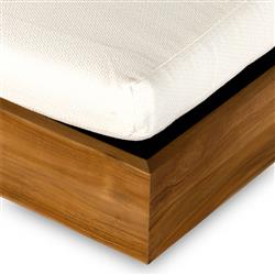 Kisha Modern Classic White Upholstered Natural Teak Outdoor Chaise Lounge|